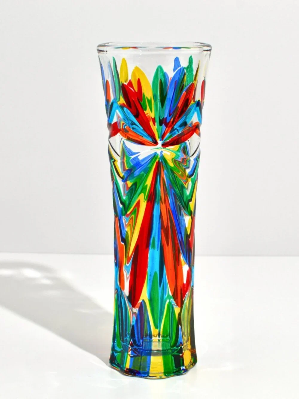 Starburst Bud Vase, Hand Painted Italian Crystal, Made in Italy